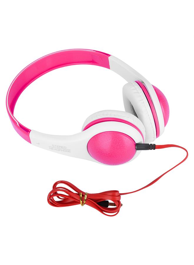 Multicolor Extra Bass Headphones Music Wired Headphones with Mic For Android Apple (Pink)