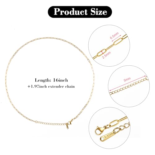 YOUBEIYEE 10pcs Paperclip Chain Necklace for Women Dainty Gold Plated Stainless Steel Jewelry Chain Necklace Bulk - Image 2