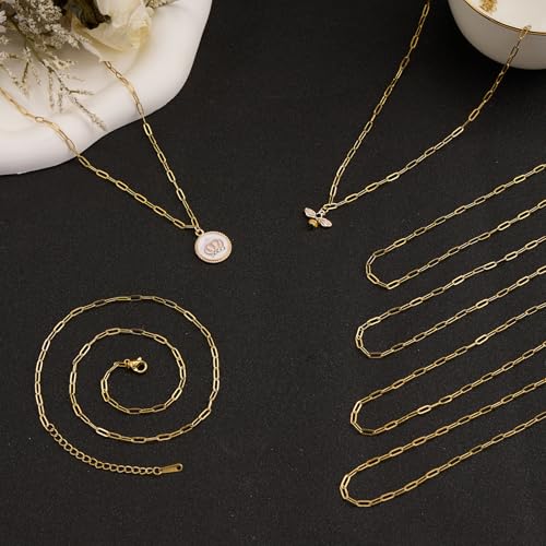 YOUBEIYEE 10pcs Paperclip Chain Necklace for Women Dainty Gold Plated Stainless Steel Jewelry Chain Necklace Bulk - Image 4