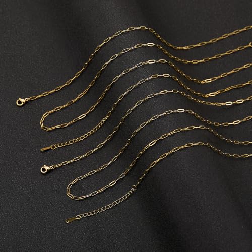 YOUBEIYEE 10pcs Paperclip Chain Necklace for Women Dainty Gold Plated Stainless Steel Jewelry Chain Necklace Bulk - Image 3