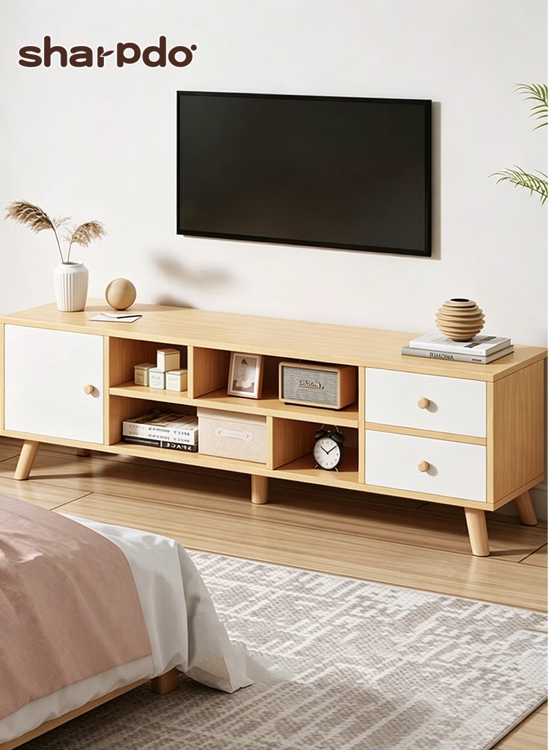 شاربدو خزانة تخزين مدمجة للمنزل الحديث، جدول قهوة مع خزانة تلفزيون، 140 × 30 × 38 سم - Image 1