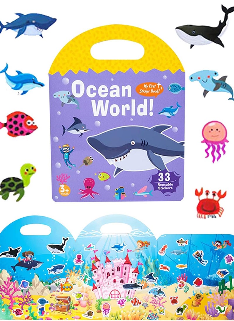 Reusable Sticker Books for Kid, Portable Sticker Activity Book for Age 3-5, Puffy Stickers for Toddlers, Travel Busy Book, Waterproof Jelly Sticker Toy, Ocean World Theme, Gift for Boy & Girl  - Image 3