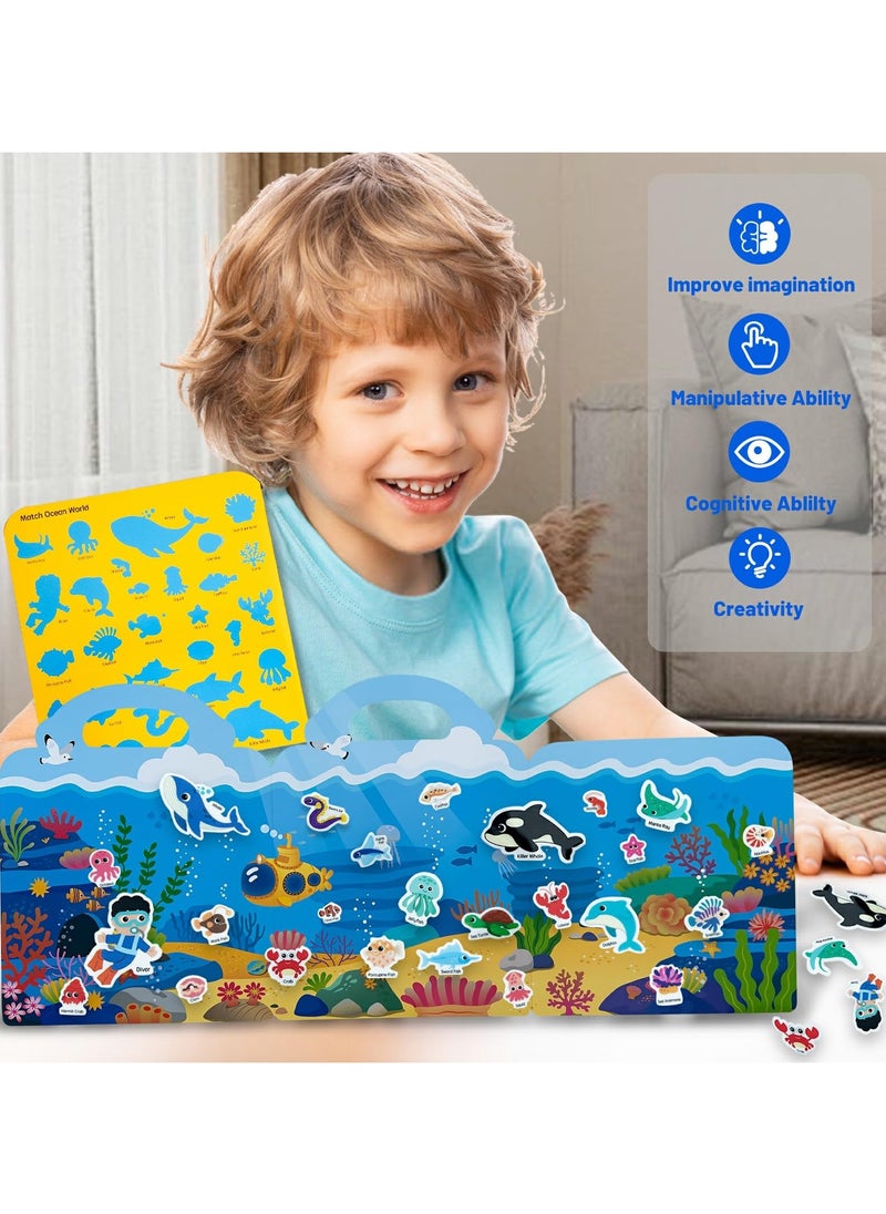 Reusable Sticker Books for Kid, Portable Sticker Activity Book for Age 3-5, Puffy Stickers for Toddlers, Travel Busy Book, Waterproof Jelly Sticker Toy, Ocean World Theme, Gift for Boy & Girl  - Image 2