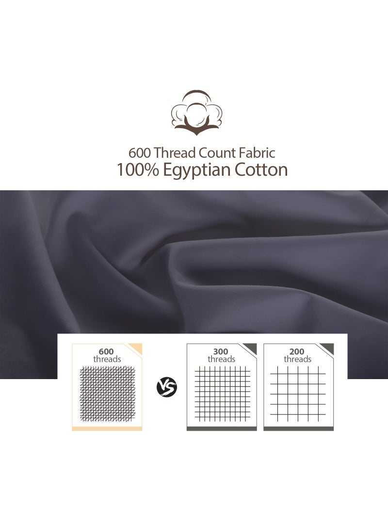Zaizaihome 100% Egyptian Cotton Fitted Sheet Twin Size  600 Thread Count  16"" Deep Pocket Sheet  Soft & Elastic Sateen Weave Bottom Sheet for Hotel & Home (Dark Grey  1 Pack Fitted Sheet Only  Twin)  - Image 5