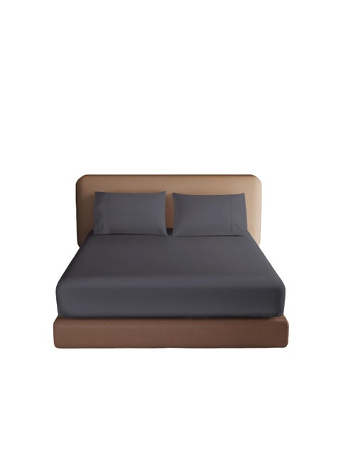 100% Egyptian Cotton Fitted Sheet Twin Size  600 Thread Count  16"" Deep Pocket Sheet  Soft & Elastic Sateen Weave Bottom Sheet for Hotel & Home (Dark Grey  1 Pack Fitted Sheet Only  Twin)