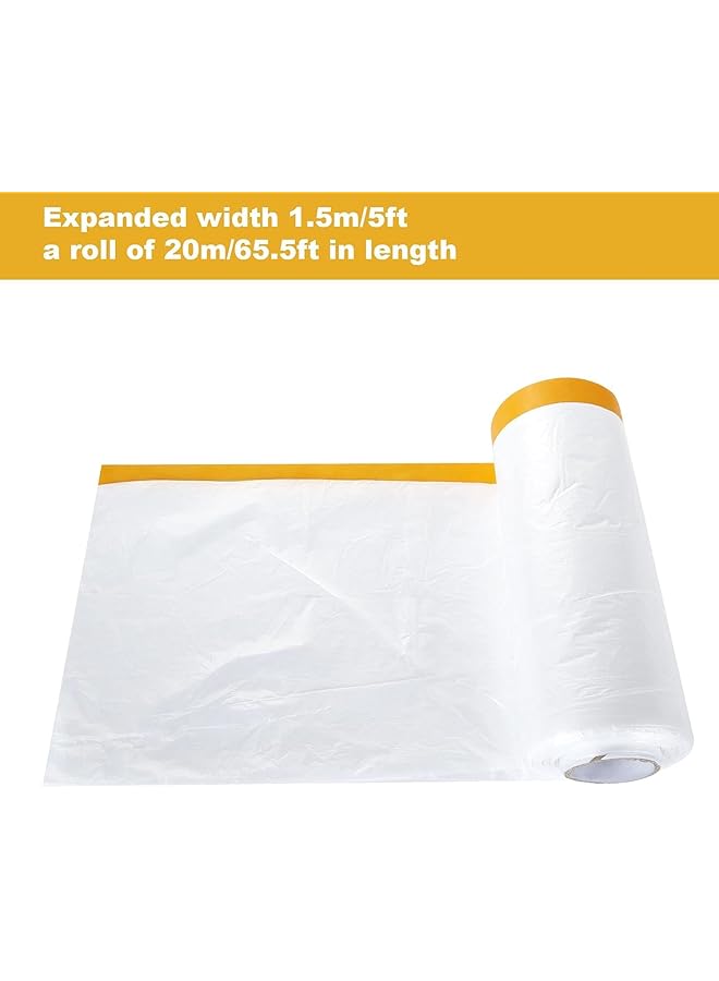 erorex 4 Pcs Tape And Drape 5 Ft X 65 Ft Pre Taped Masking Film Plastic Painting Drop Film Painters Plastic Sheeting Roll Masking Paper With Tape For Automotive Painting Paint - Image 5