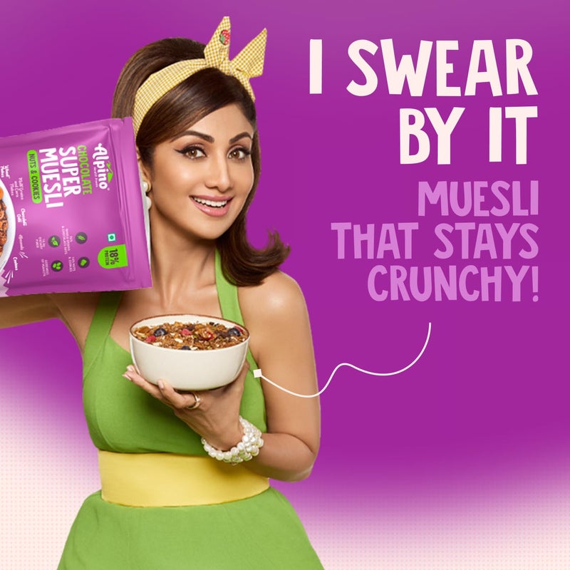 ALPINO Protein-Rich Super Muesli Chocolate 400g - 61% Whole Grains, 14% Nuts & Cookies - 17% Protein, Source of Dietary Fibre & Healthy Fats - Image 3