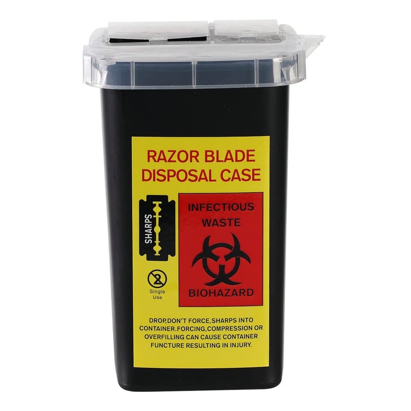TEONEI Razor Blades Dispenser CaseSmall Portable Sharps ContainerRazor Blades Disposal CaseDisposable Razor Cutter ContainerBarber Shop Storage Container Black