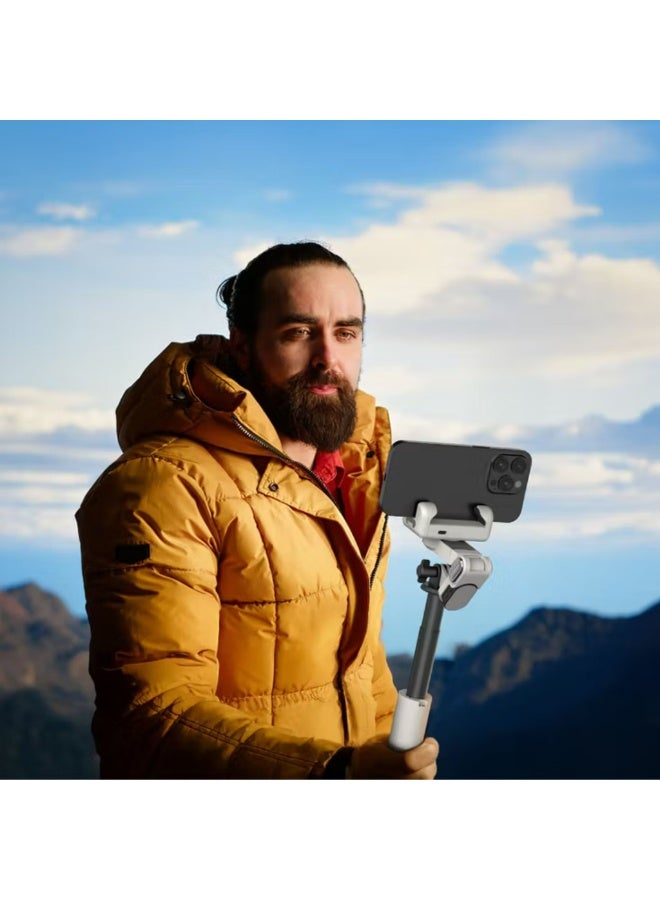 GREEN LION Palermo Gimbal Tripod Stand with Remote Control, 3-Mode Shooting, Single Axis Stabilizer, Universal Phone Holder, 4-7 Hours Working Time, 60–84mm Phone Holder Size - White - Image 4