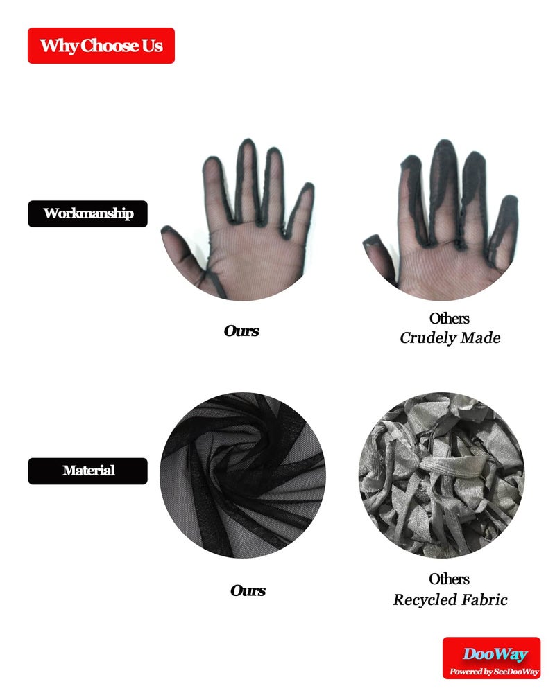 DooWay Black Long Mesh Gloves Women Touchscreen 20" Stretchy Sexy Sheer Gloves for Evening Halloween Opera Cosplay Costume - Image 2