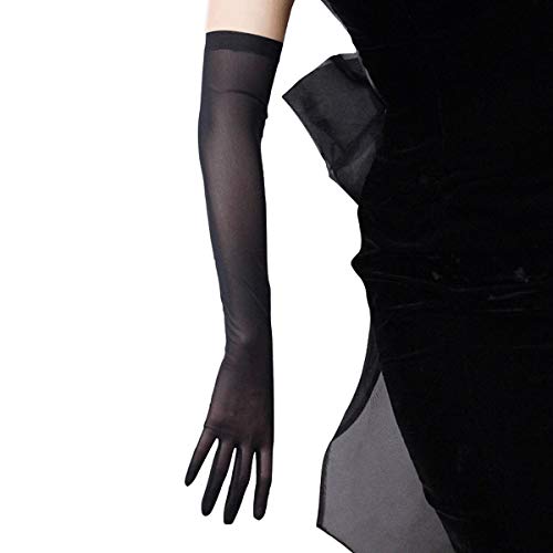 DooWay Black Long Mesh Gloves Women Touchscreen 20" Stretchy Sexy Sheer Gloves for Evening Halloween Opera Cosplay Costume - Image 4