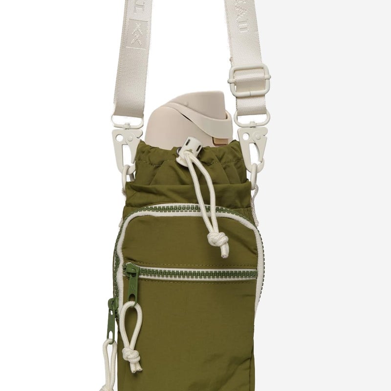 Thread Wallets Aqua Sling - Carry Your Water Bottle with Pockets for Cash, Phone, and Keys (Olive) - Image 4