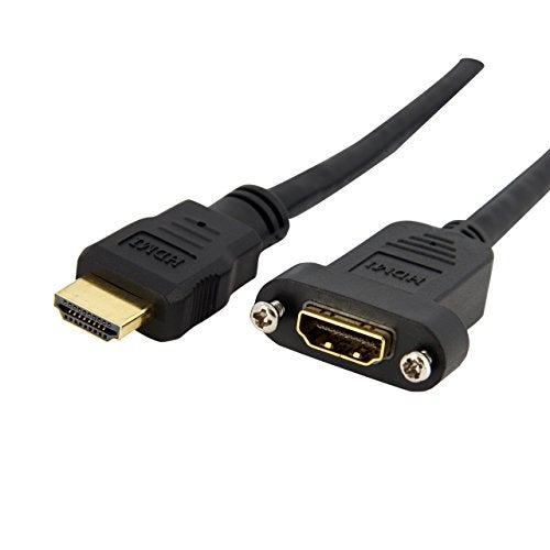 StarTech.com 3ft HDMI Female to Male Adapter, 4K High Speed Panel Mount HDMI Cable, 4K 30Hz UHD HDMI, 10.2 Gbps Bandwdith, 4K HDMI Female to HDMI Male, HDMI Panel Mount Connector Cable (HDMIPNLFM3) - Image 1