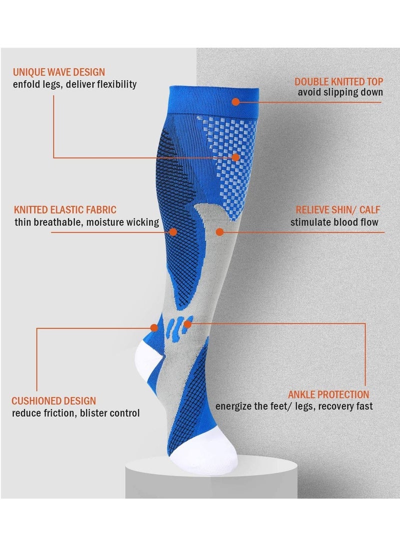 KASTWAVE Compression Socks (3 Pairs) for Men Circulation 20-30 mmHg Medical Compression Stockings Women Nursing  - Image 2