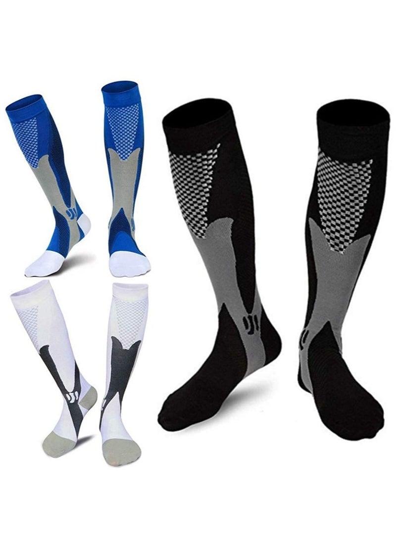 KASTWAVE Compression Socks (3 Pairs) for Men Circulation 20-30 mmHg Medical Compression Stockings Women Nursing  - Image 1