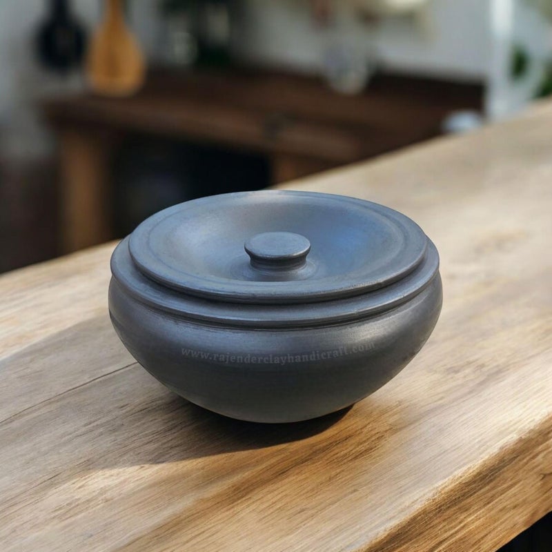 RAJENDER CLAY HANDICRAFT Handmade Dahi Handi - Black Clay Curd Pot 500ML | Handcrafted Earthen Yogurt Pot | Mitti Handi for Curd Setting & Storage | Eco-Friendly, Non-Toxic, Traditional Clay Pot for Healthy Fermentation - Image 3