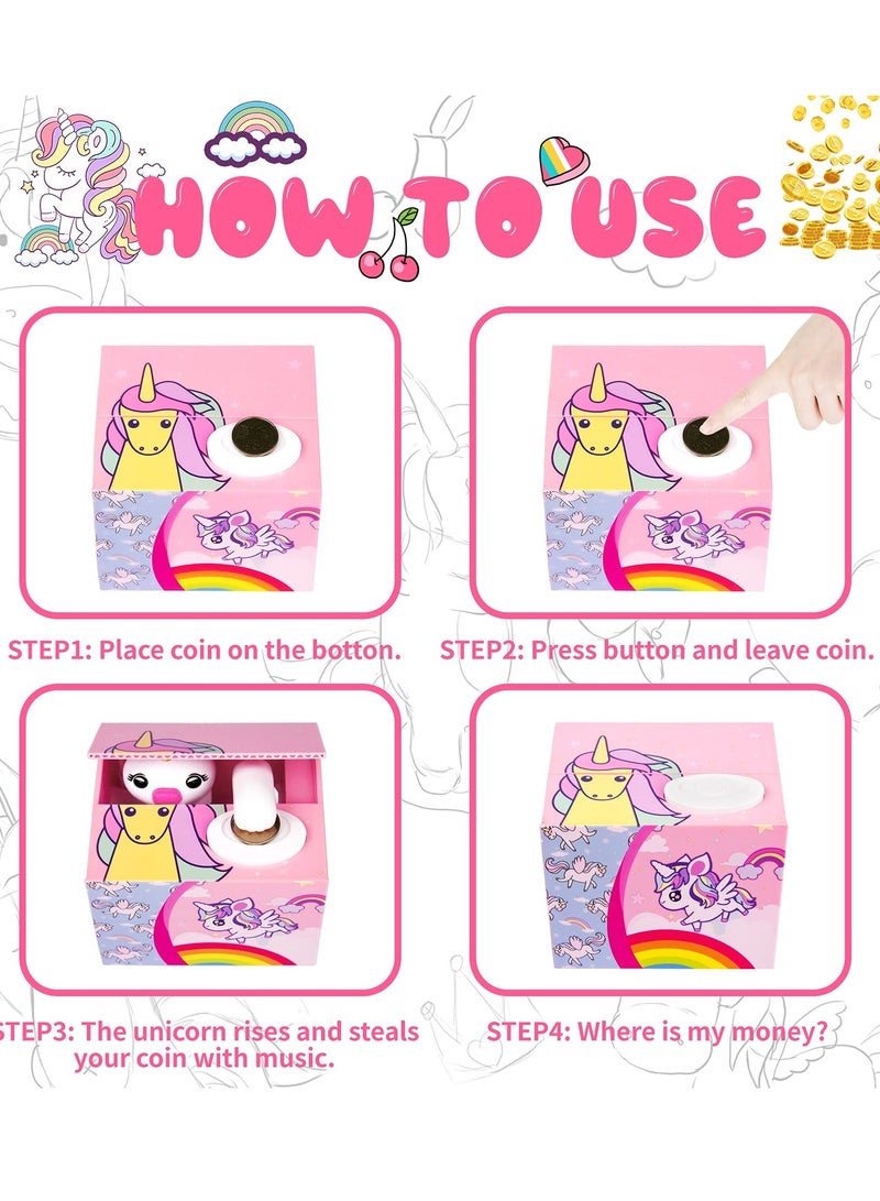 SYOSI Unicorn Bank for Kids Automatic Money Bank with Music Coin Money Bank Birthday Gift Toy for Children - Image 4