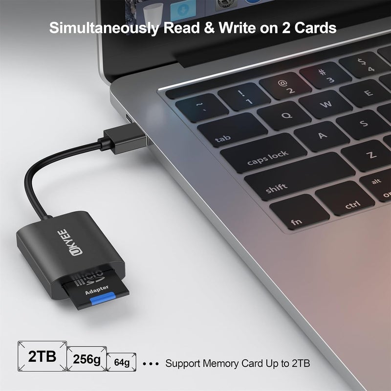 UKYEE SD Card Reader, 5Gbps High-Speed USB SD Card Reader Dual Slot Simultaneous Read Write Compatible with SD,SDHC,SDXC MicroSD,MicroSDHC,MicroSDXC, for Windows,Mac,Linux Systems - Image 2
