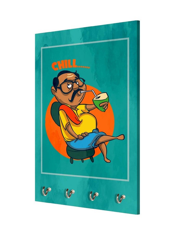 999STORE حامل مفاتيح جداري لاصق من 999STORE، منظم تعليق جداري، حامل مفاتيح Chill Dadu للجدار (MDF_7.5X12 بوصة_متعدد الألوان) KeyholderP013 - Image 3