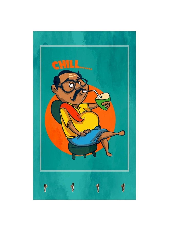 999STORE حامل مفاتيح جداري لاصق من 999STORE، منظم تعليق جداري، حامل مفاتيح Chill Dadu للجدار (MDF_7.5X12 بوصة_متعدد الألوان) KeyholderP013 - Image 2