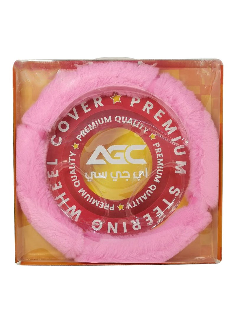 Agc Premium Quality 38cm Fluffy Steering Wheel Cover Medium Size Pink - Image 5
