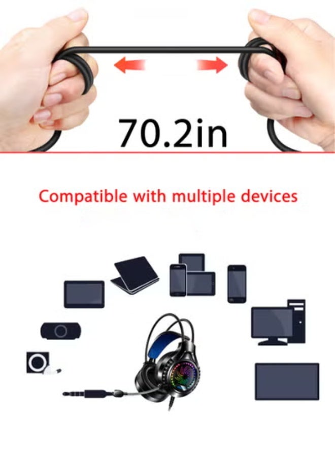 Jourvent Wired Over-Ear Headphones with Microphone and Colorful LED Lights  - Image 5