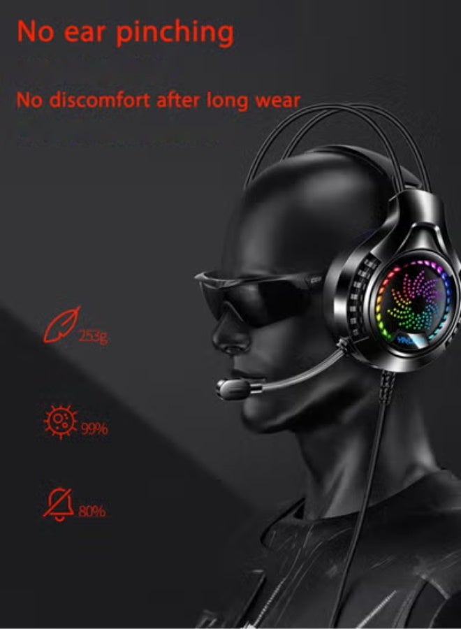 Jourvent Wired Over-Ear Headphones with Microphone and Colorful LED Lights  - Image 3