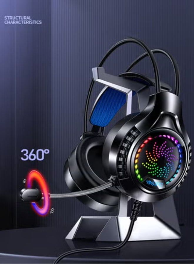 Jourvent Wired Over-Ear Headphones with Microphone and Colorful LED Lights  - Image 2