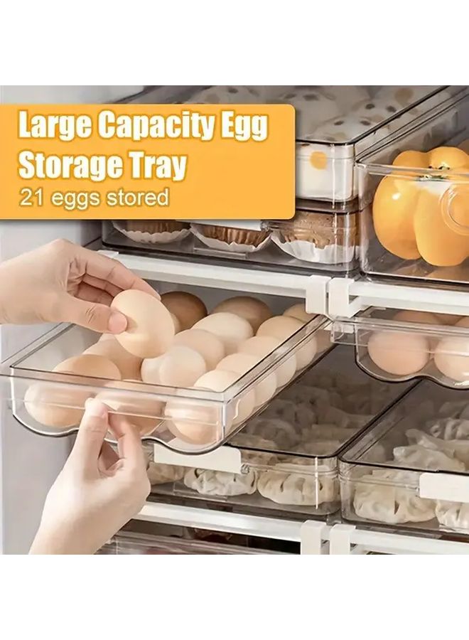 1pc Adjustable Egg Storage Container Clear Plastic Refrigerator Organizer For Fruits Vegetables - Image 3