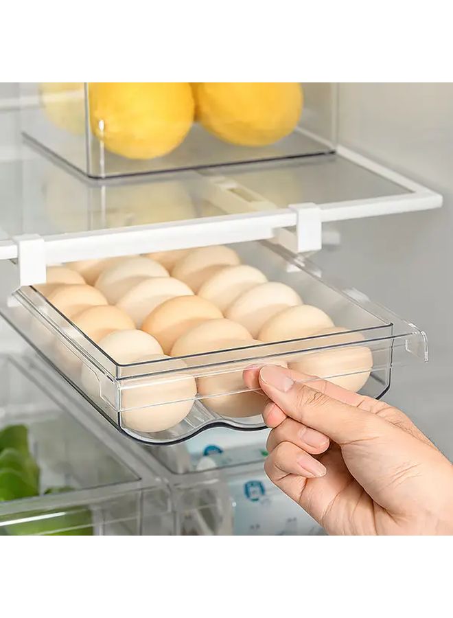 1pc Adjustable Egg Storage Container Clear Plastic Refrigerator Organizer For Fruits Vegetables - Image 1