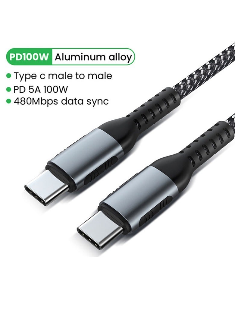 HAANDY 100W Cable Fast Charging 5A C Data Cable Braided Aluminum  Alloy | Dirt-Free Type C Fast Charging Cable | Charging and Data Transfer | Compatible with Laptops Tablets Gaming Console Mobile Phones - Image 2