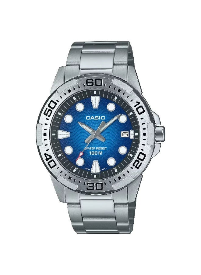 CASIO Quartz MTD‑140D‑2AV Men’s Watch, Blue Diver‑Style Dial 43.7mm Stainless Steel 100M WR - Image 1