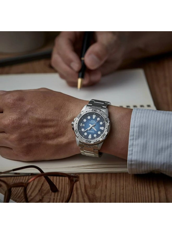 CASIO Quartz MTD‑140D‑2AV Men’s Watch, Blue Diver‑Style Dial 43.7mm Stainless Steel 100M WR - Image 2