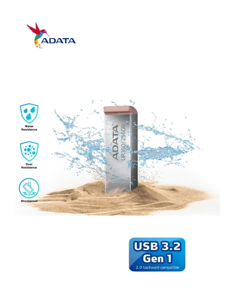 ADATA UR350 256GB USB 3.2 (USB 5Gbps) Flash Drive | Metal | Ultrafast Data Transfer and Lightweight | Brown - Image 3