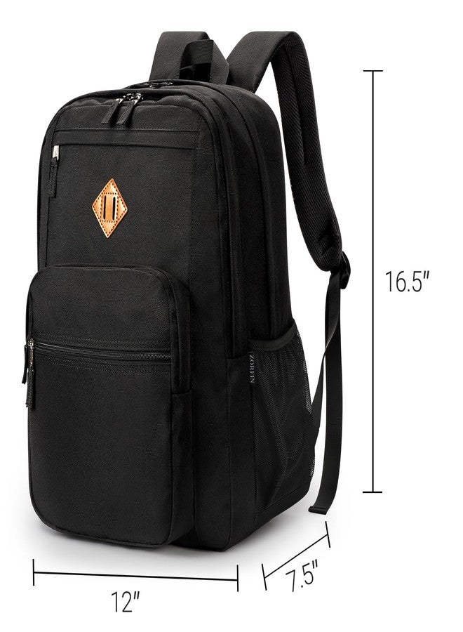 ZORFIN 26L Backpack for College, and Travel: Water Resistant Bookbag, Black, 18.5 Inch - Image 3