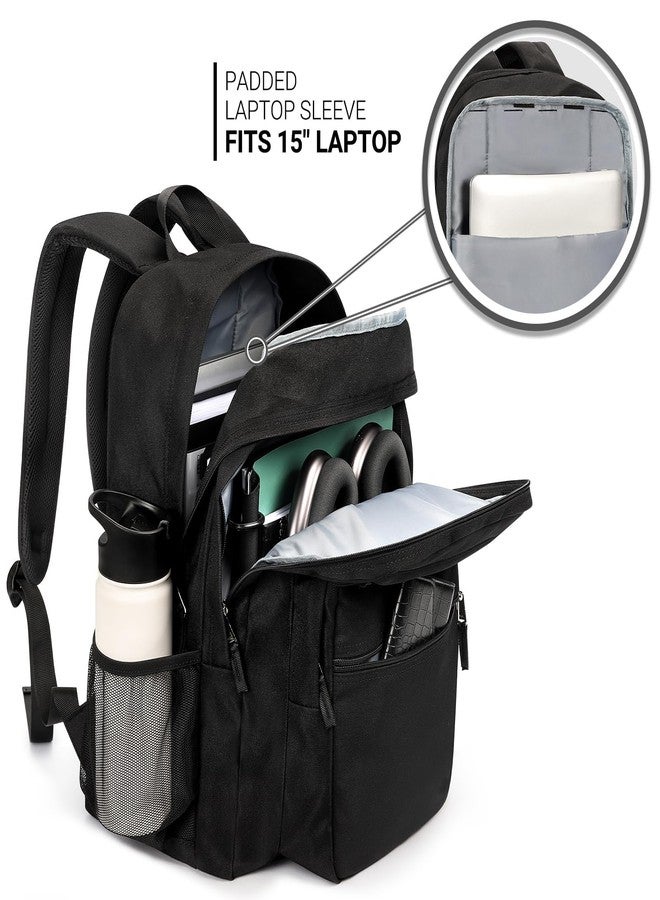 ZORFIN 26L Backpack for College, and Travel: Water Resistant Bookbag, Black, 18.5 Inch - Image 4