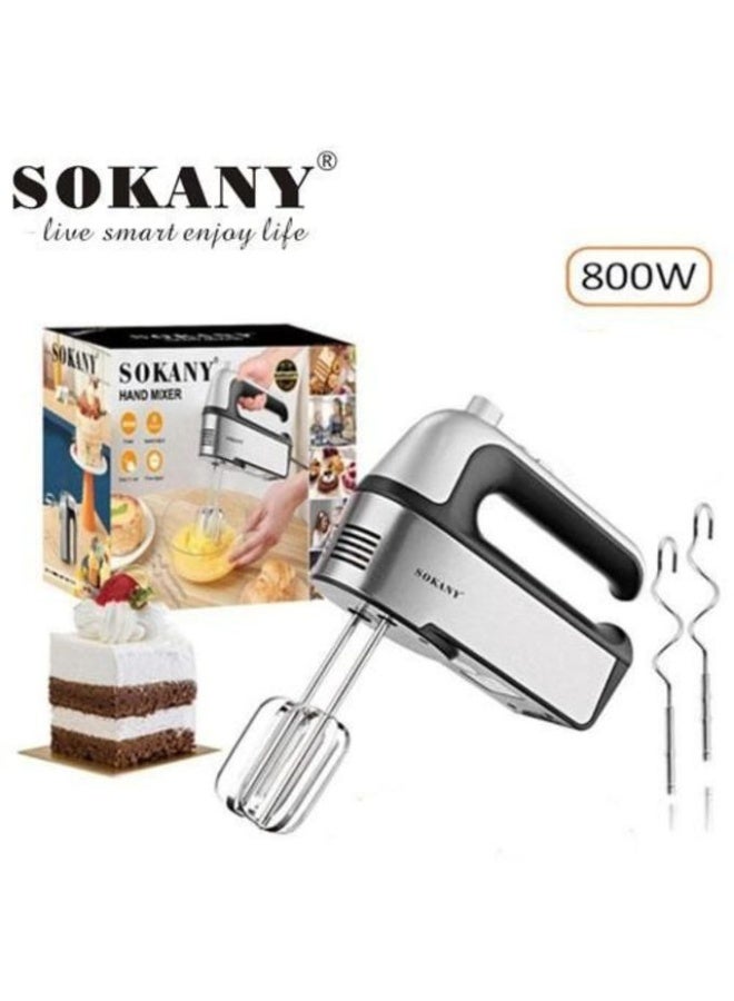 Sokany SK-6630 Stainless Steel Handheld Electric Egg Beater, 800W, with Egg Whisk and Pastry Maker, 5 Adjustable Speeds, Pure Copper Motor, Silver and Black - Image 2