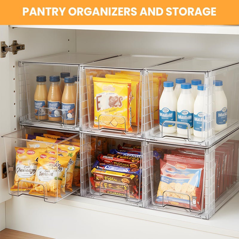 COKIHOM 4 Pack Large Stackable Storage Drawers, Acrylic Bathroom Undersink Closet organizers and storage, Clear Plastic Bins for Pantry, Kitchen Cabinets, Makeup, Perfume, Baby Bottles, Medicine Organization - Image 3