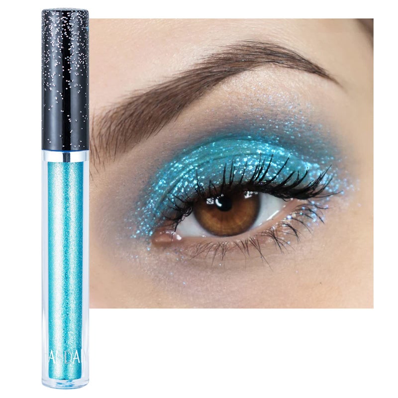 DekRion Glitter-Eyeshadows, Liquid Eyeshadows, Long-lasting Metals-Gloss-Sparkling Silver, Gold High-pigmented Colorful Glitter-Eye-Shadows(08#Light-Blue) - Image 1