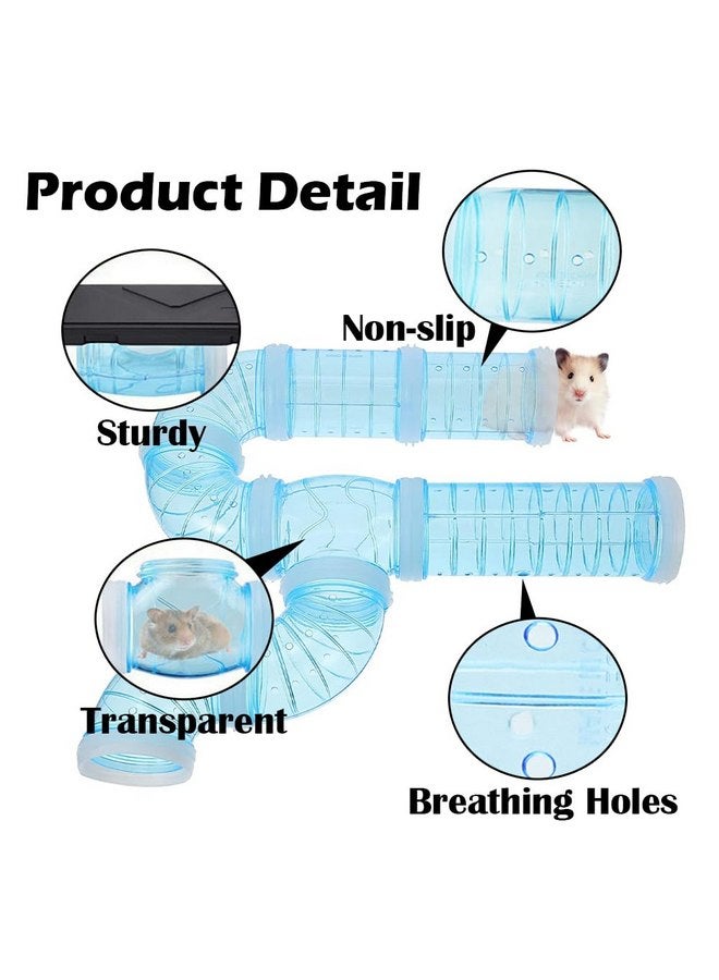 IBEQUEM 2Hamster Tubes Kits, IBEQUEM Hamster Tunnel Adventure External Pipe, Transparent DIY Creative Connection Hamster Cage & Accessories, Hamster wheel for Pet Mouse Hamster Rat Small Animal (Blue) - Image 3