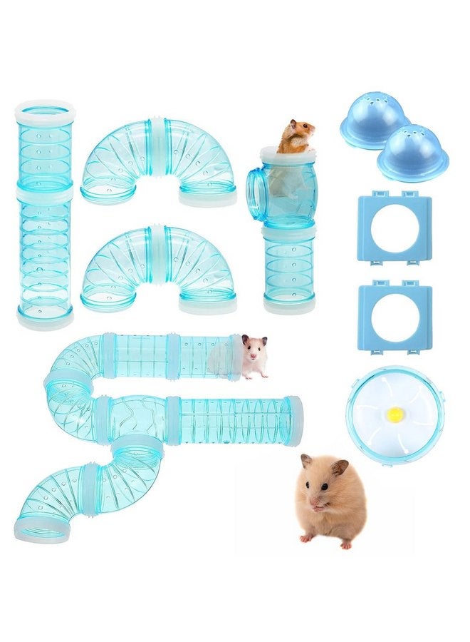 IBEQUEM 2Hamster Tubes Kits, IBEQUEM Hamster Tunnel Adventure External Pipe, Transparent DIY Creative Connection Hamster Cage & Accessories, Hamster wheel for Pet Mouse Hamster Rat Small Animal (Blue) - Image 1