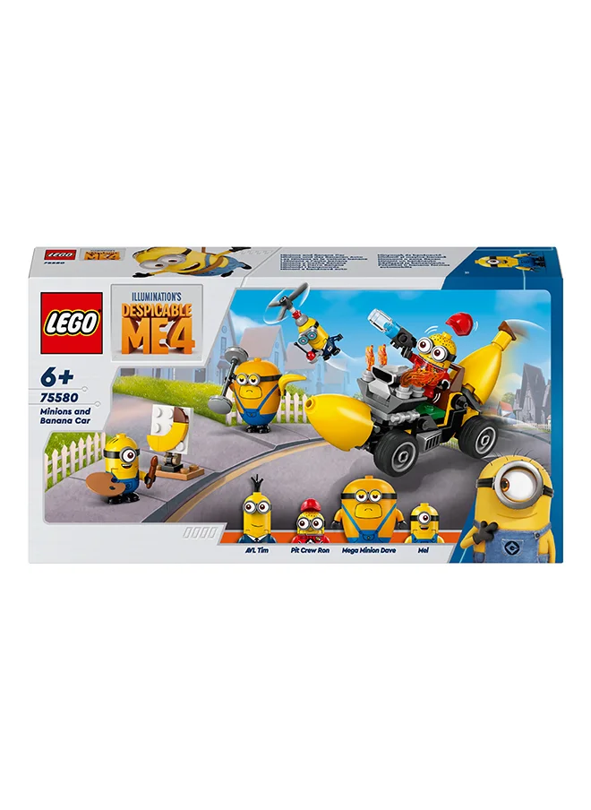 ليغو 75580 Despicable Me 4 Minions and Banana Car Film Toy Gift for Kids, Fun Illumination’s Despicable Me 4 Playset, Creative Building for Boys and Girls Aged 6 and Over