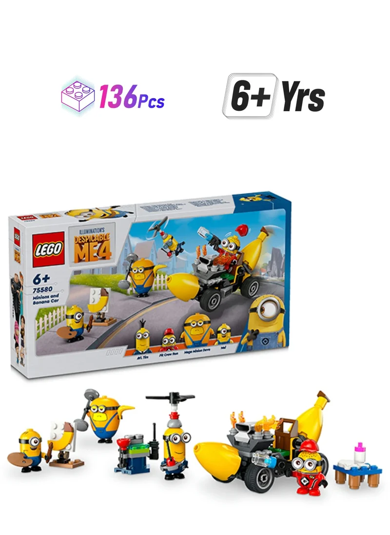ليغو 75580 Despicable Me 4 Minions and Banana Car Film Toy Gift for Kids, Fun Illumination’s Despicable Me 4 Playset, Creative Building for Boys and Girls Aged 6 and Over