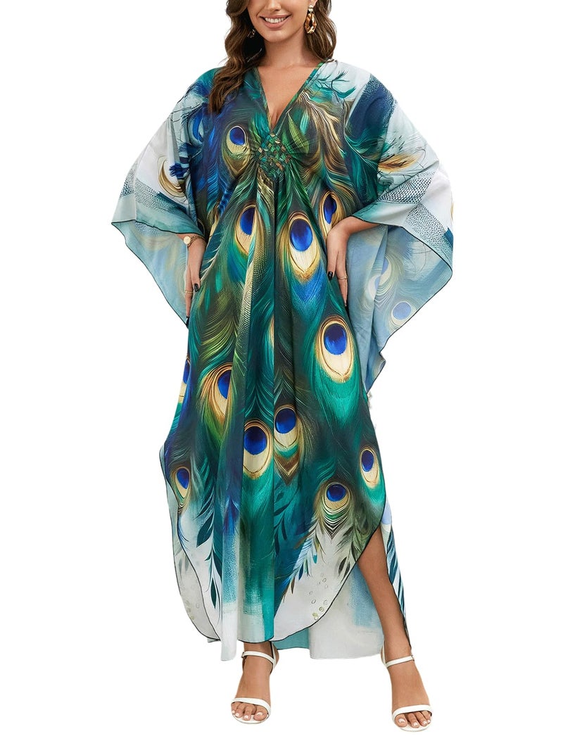 KECVOT Kaftan Dresses for Women Plus Size Batwing Sleeve Caftans Long Bathing Suit Cover Up Maxi Beach Dress Loungewear - Image 1