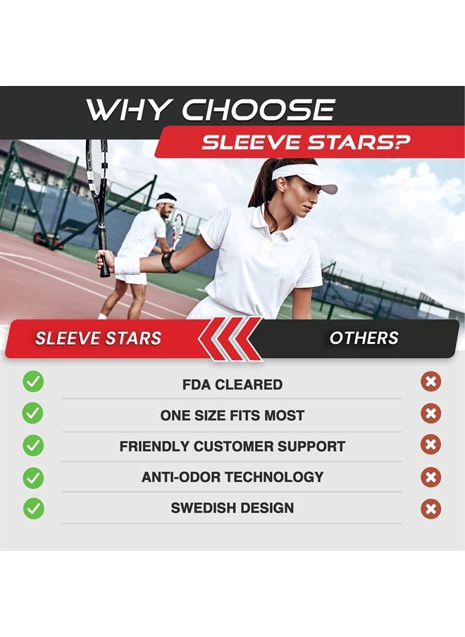 SS SLEEVE STARS Sleeve Stars Tennis Elbow Brace for Men & Women, Tendonitis Elbow Brace & Strap Golfers Elbow Brace Counterforce Band for Tendon Pain Relief & Support for Forearm w/ 3 Straps Fits 9-23" (Single/Black)  - Image 4