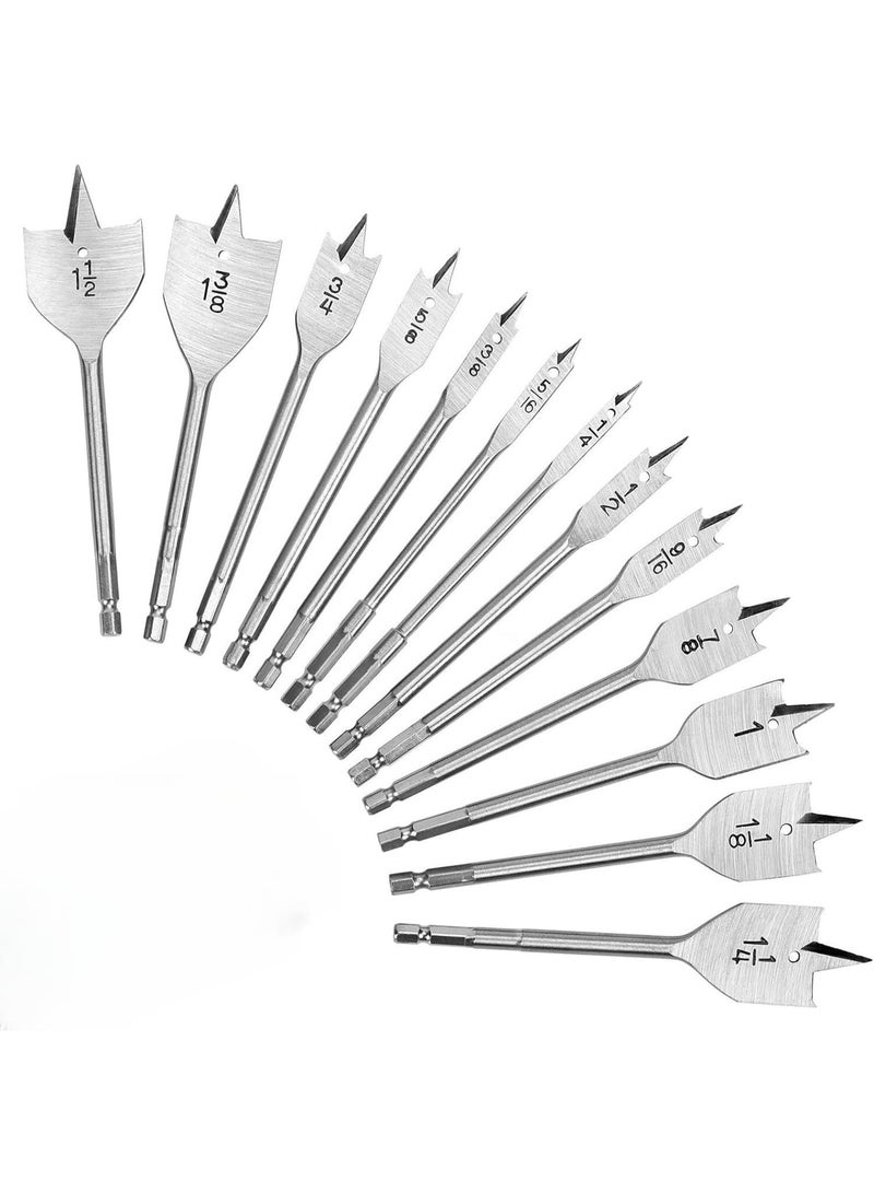 13-piece spade drill bit set, flat drill bits for woodworking, comes with boxed storage case - Image 1