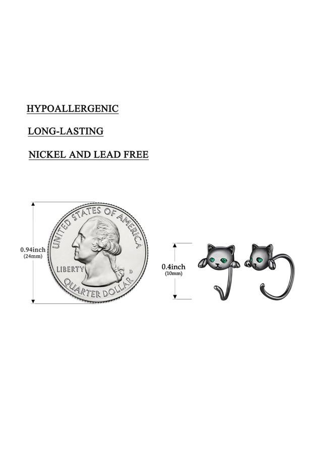 BISAER 925 Sterling Silver Half Huggie Hoop Earrings Cute Cat Dog Panda Animal Earrings for Women Jewelry Gifts, Sterling Silver, Cubic Zirconia - Image 5