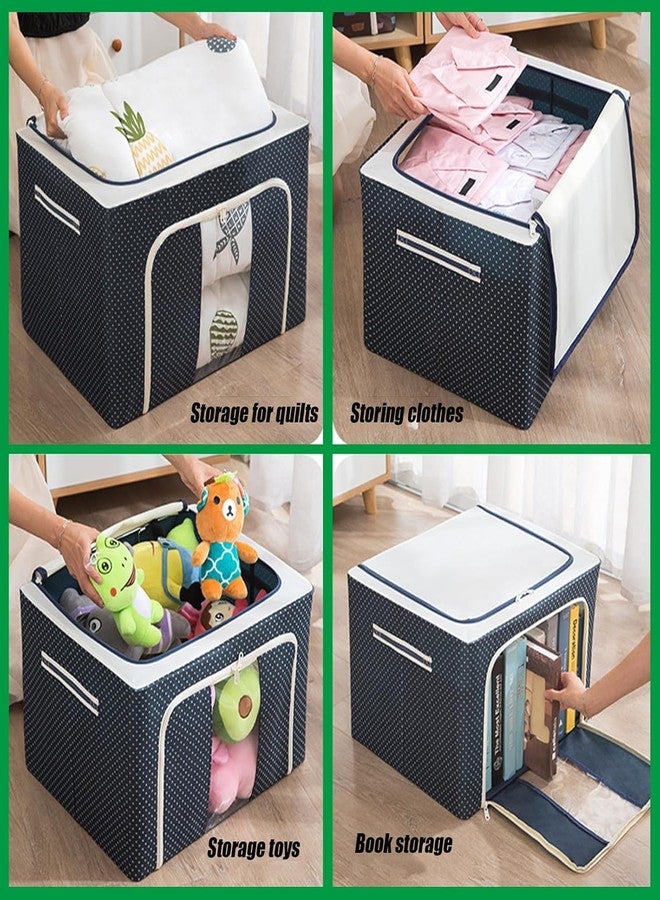 VARENYYA Foldable Steel Frame Clothes Organizer Storage Box For Wardrobe, Saree, Shirts, And Blankets - Oxford Fabric (66 Ltr / 2-pcs) - Image 3