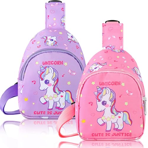 Cosblank 2 Pcs Christmas Small Crossbody Bag Girls Cute Cartoon Unicorn Sling Bag Shoulder Coin Pouch for Travel(Cute) - Image 1