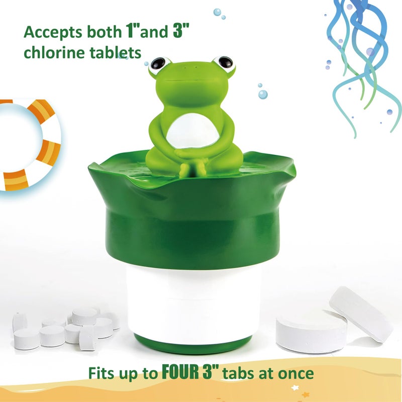 MKLZ Chlorine Floater for Pool, Floating Large Chlorine Dispenser, Bromine Tablet Holder, Fits 1 and 3 Inch Tablets for Above & In-Ground Swimming Pools, Spa Hot Tub, Funny Frog Float - Image 3